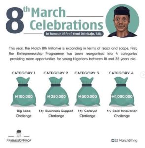 Read more about the article Call for Entries: 2021 March 8th Entrepreneurship Programme : N100,000 – N1,000,000 in Grants for MSMEs in Nigeria