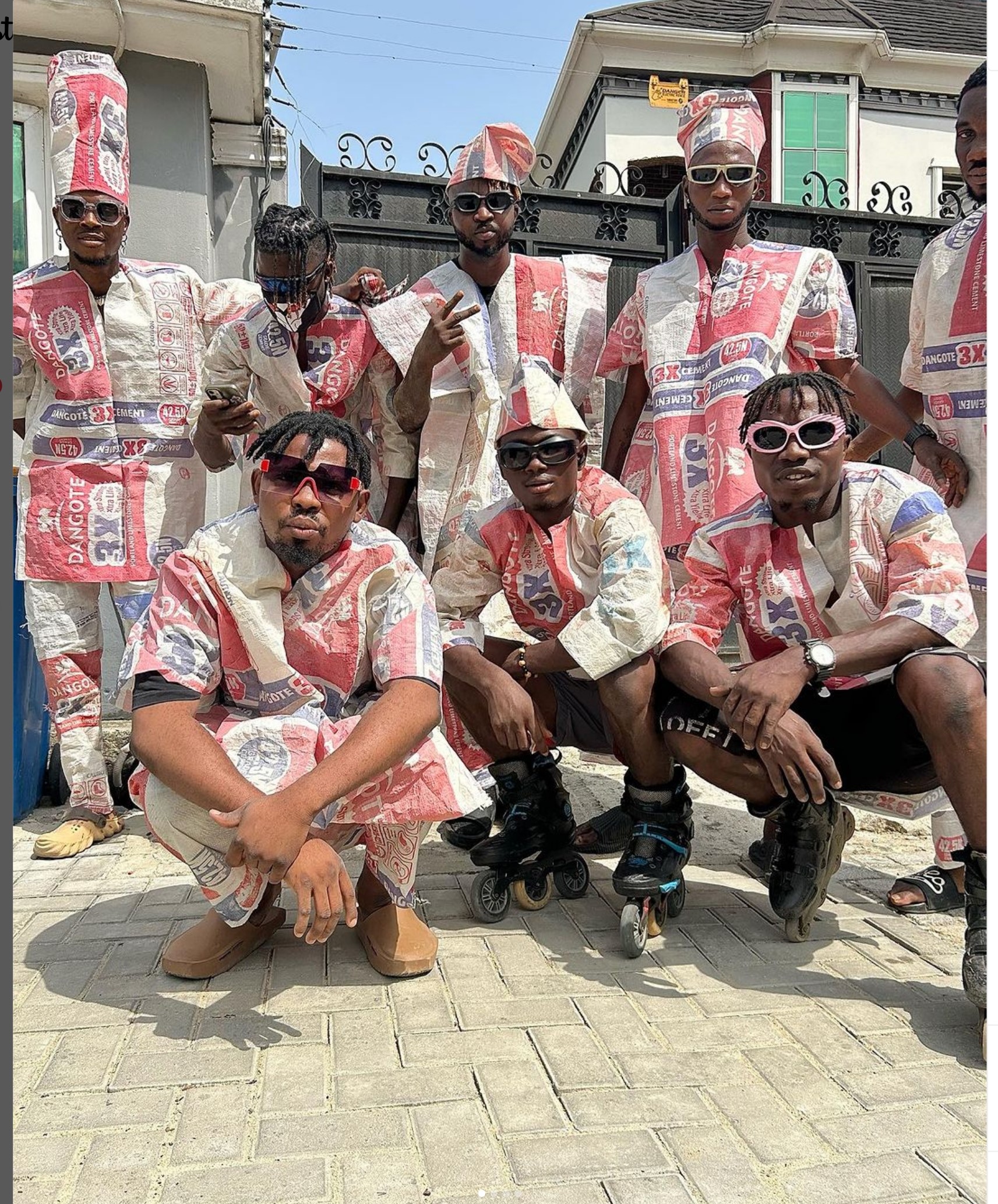 You are currently viewing Outfit Innovation: Nigerian Artist Stuns in Dangote Cement Sack Ensemble, Sparking Online Amusement